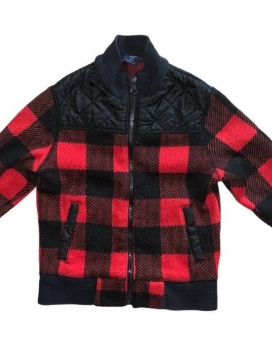 GAP Other - GAP Kids Red and Black Buffalo Plaid Puffer-Trim Jacket